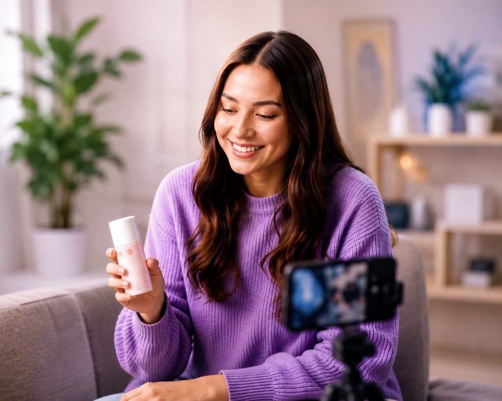 Creator filming product review